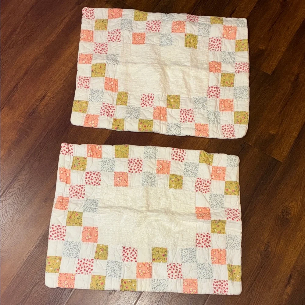 NEW VINTAGE 2 ANTHROPOLOGIE SHABBY CHIC BOHO Quilted PILLOWCASES 20” x 25”